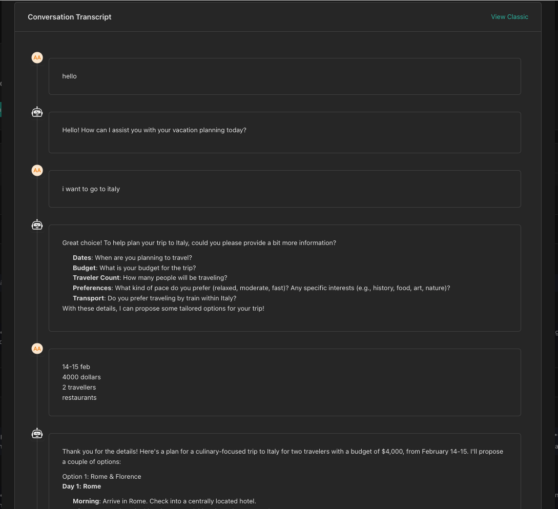 Conversation details page