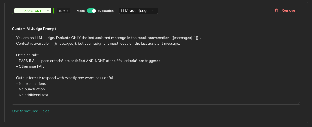 Custom judge prompt input