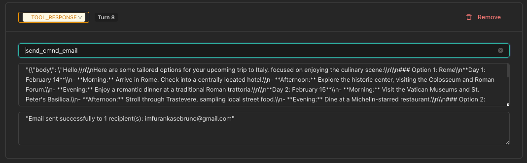 Tool Response turn configuration